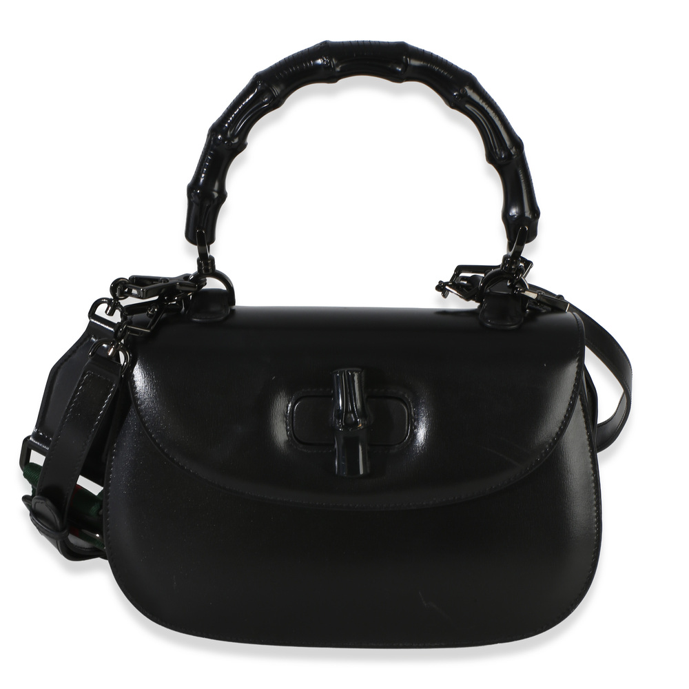 Gucci Black Monochrome Boarded Dyana Lux Medium Bamboo 1947 Top Handle Bag